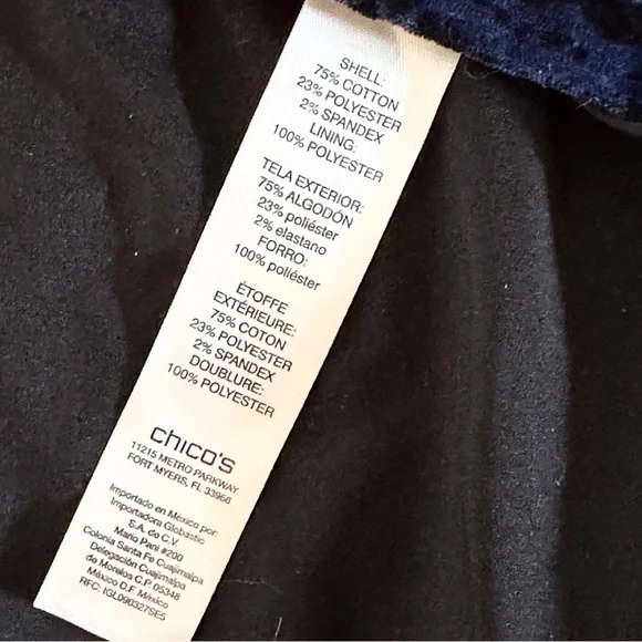 Chico’s Velvet Paisley Blazer 1 M 8/10 Blue - Picture 9 of 12